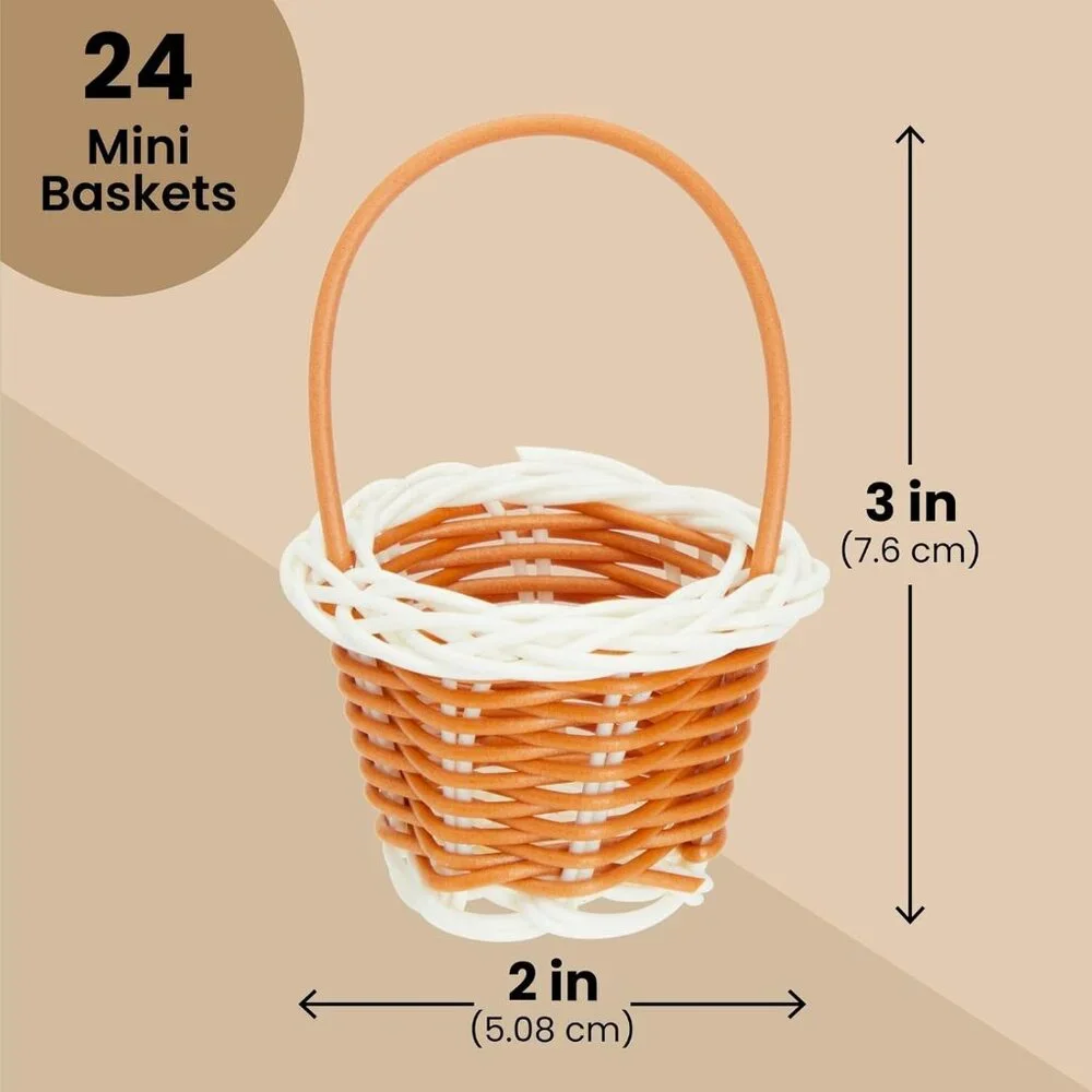 Bulk 24 Miniature Wicker Baskets with Handles - Perfect for DIY Crafts & Parties